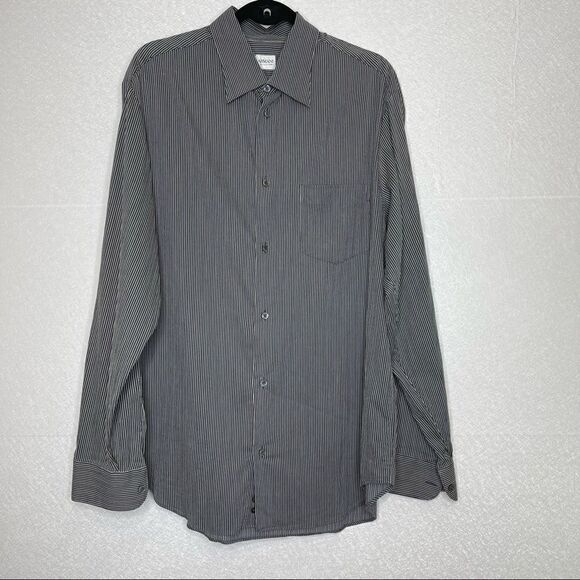 𝅺ARMANI Collezioni Button Down Striped Long Sleeve Shirt XL - Picture 1 of 6